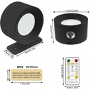 Genopladelig væglampe CCT 4,5W Sort Rund 360° roterbar IP20 inkl. lyskilde 5V DC USB 450lm RA80