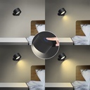Genopladelig væglampe CCT 4,5W Sort Rund 360° roterbar IP20 inkl. lyskilde 5V DC USB 450lm RA80