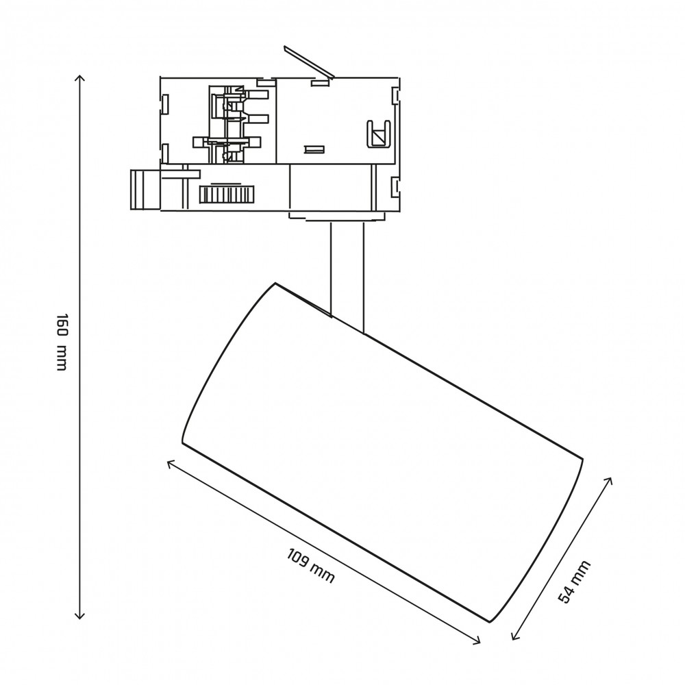 Sort Andromeda Prime skinnespot 8W - 3-faset CCT, 230V, 25°, IP20, DI, Spectrum, RA80. 600lm. 54x109x160mm.