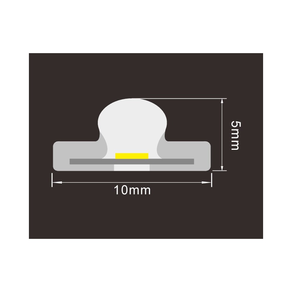 Vandtæt slim COB strip med 296 LED, 10W/m, IP67, 230V, tape bagpå - 5 meter
