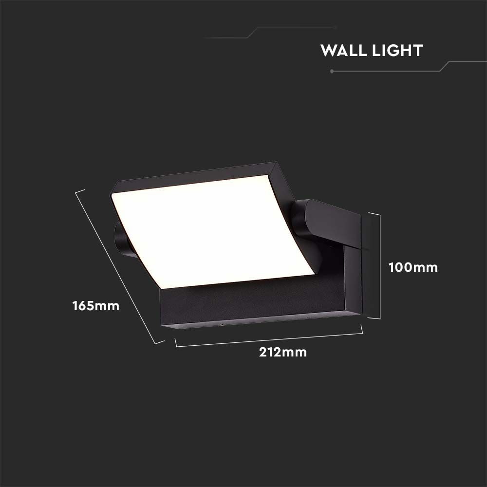 17W Væglampe - LED, 3000K, Sort, Høj lysstyrke, Vejrbestandig (IP65)
