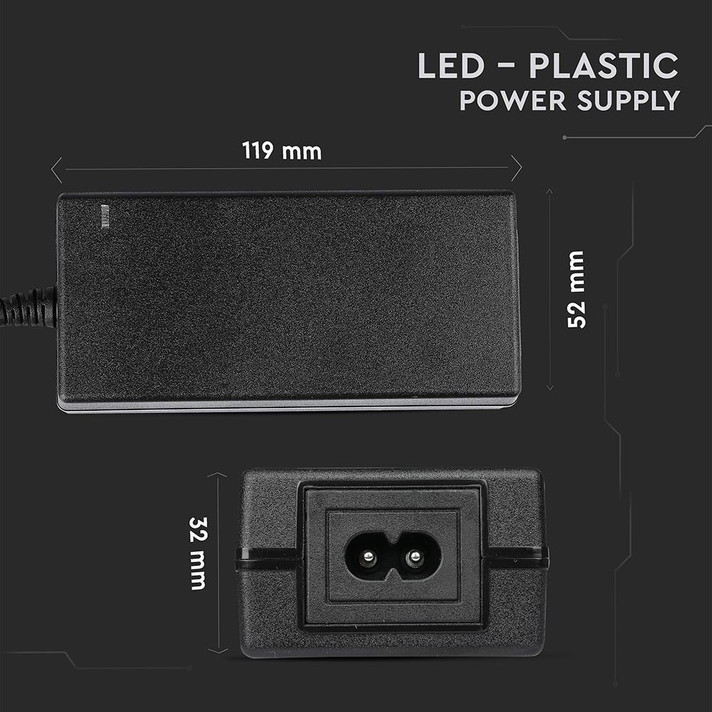 V-Tac 30W LED strip strømforsyning - 12V DC, 5A, IP44 til vådrum
