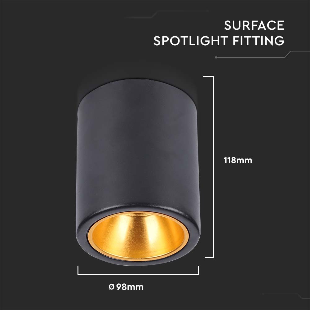 V-Tac Pro GU10 Lampe Rund Sort med 3 års garanti