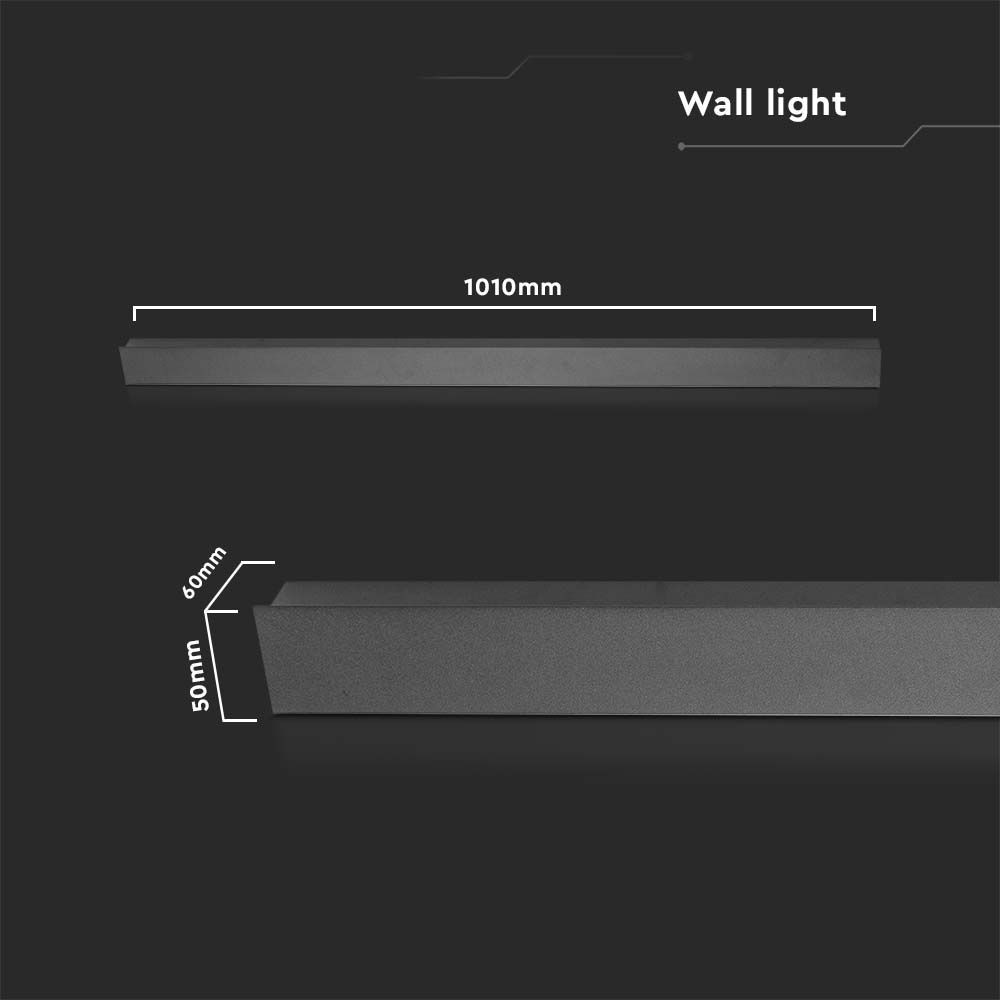 16W LED Væglampe i Antracit med 3000K, IP65 - 1010*60*50mm, 2035lm, RA90