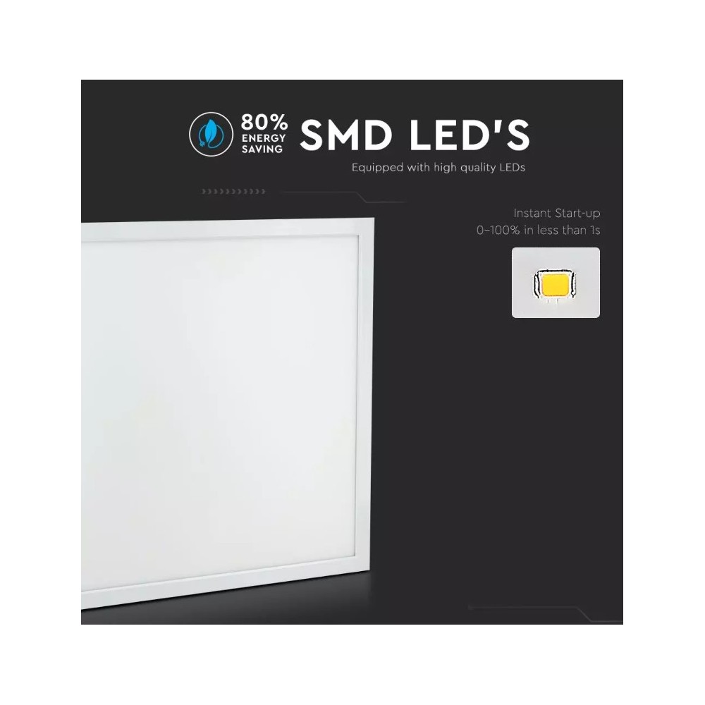 V-Tac 60x60 LED panel med bagbelysning - 40W, hvid kant
