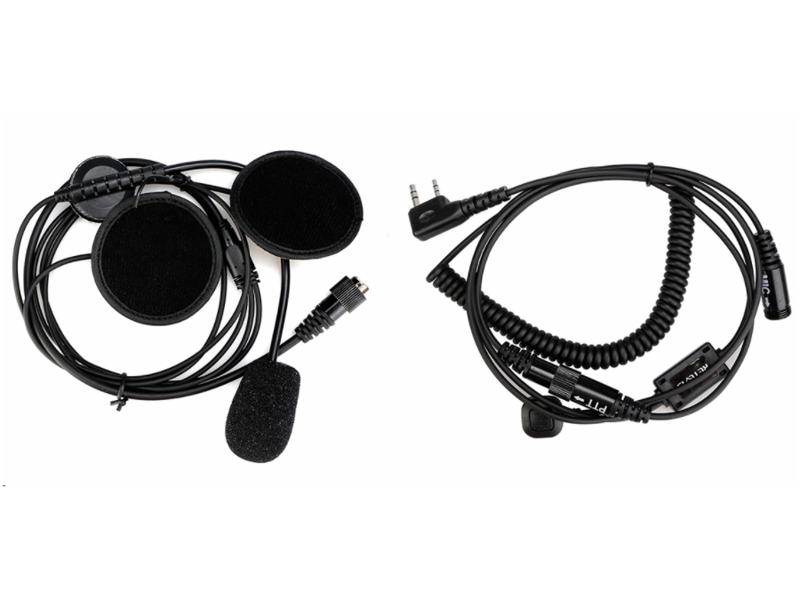 Motorcykel PMR headset m. PPT og 2 pin Kenwood stik