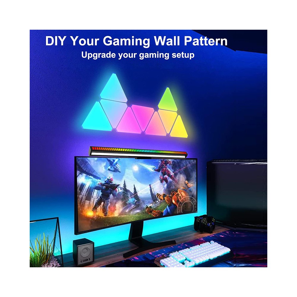 RGBIC Trekant Væglys 6 stk. sæt med 6W effekt og 5V input. Moderne belysning til enhver indretning.