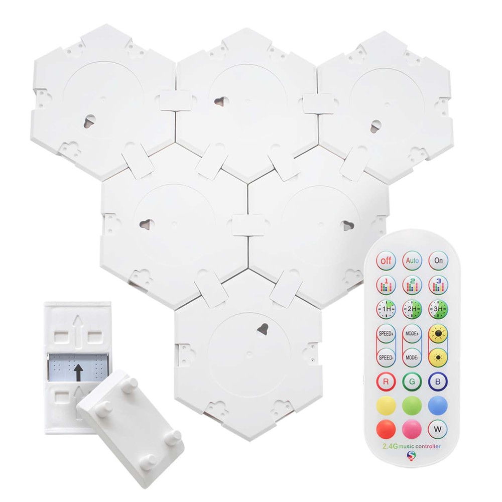 RGBIC Hexagon Væglys - Sæt med 6 stk. - 6W - Input: 5V - Moderne belysning til dit hjem