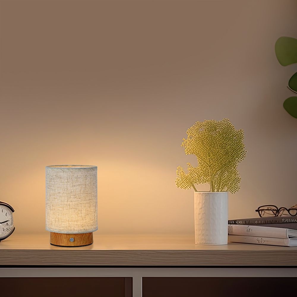 Opladbar LED bordlampe med touch-dæmpning, 3000K lysstyrke og beige hus