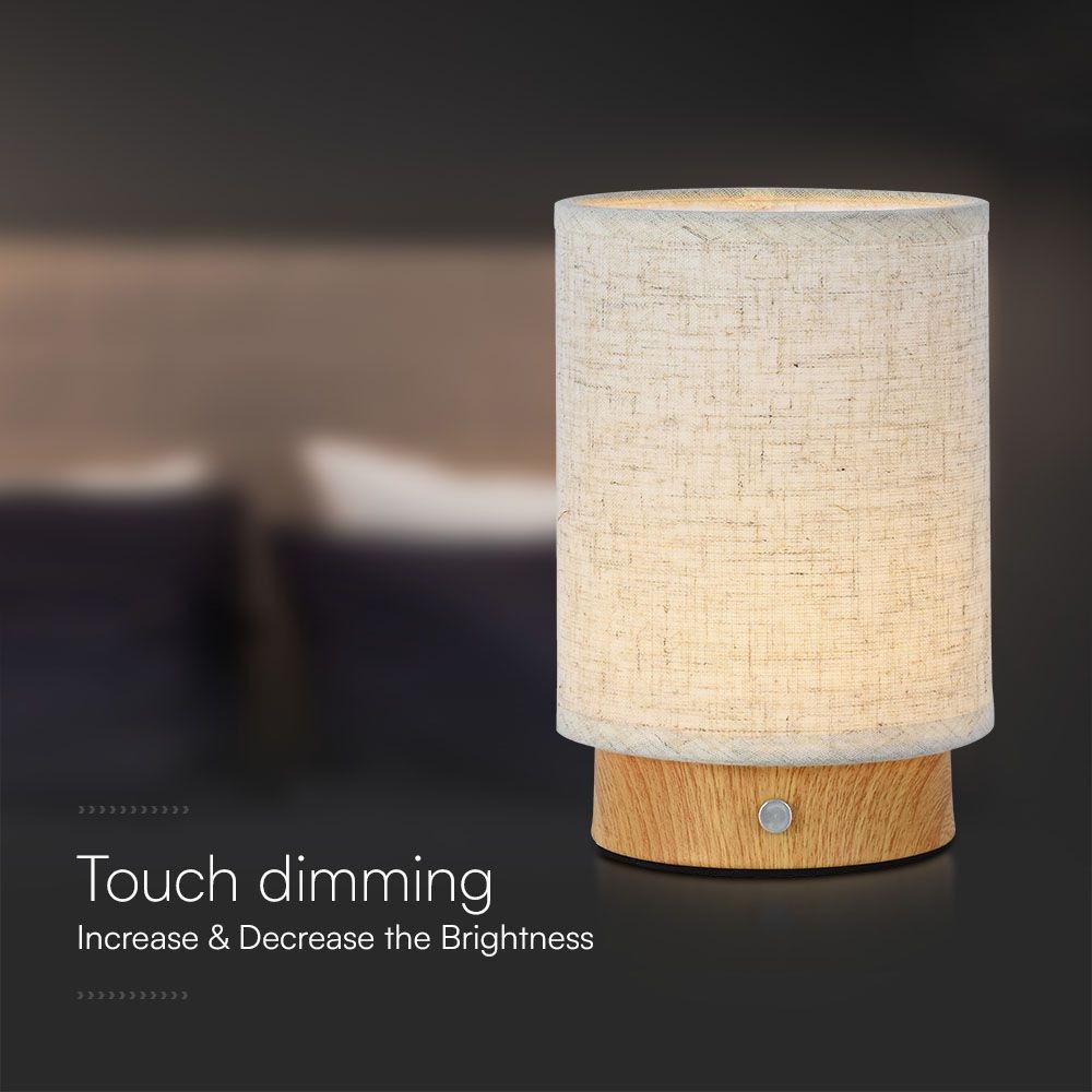 Opladbar LED bordlampe med touch-dæmpning, 3000K lysstyrke og beige hus