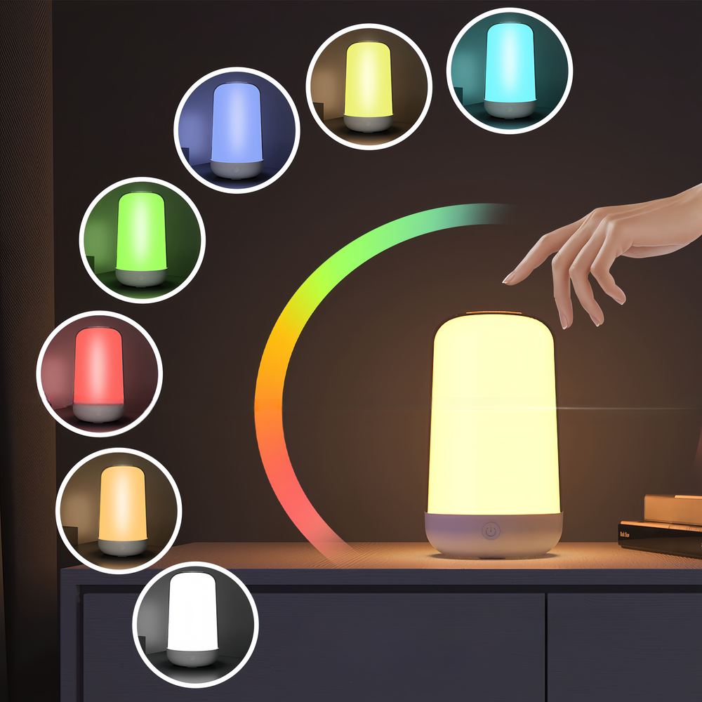 RGB+CCT LED Bord/Natlampe - Bluetooth, Hvid, Touch Dæmpbar, IP20 Indendørs, 5W, RA80, 5V DC USB Input