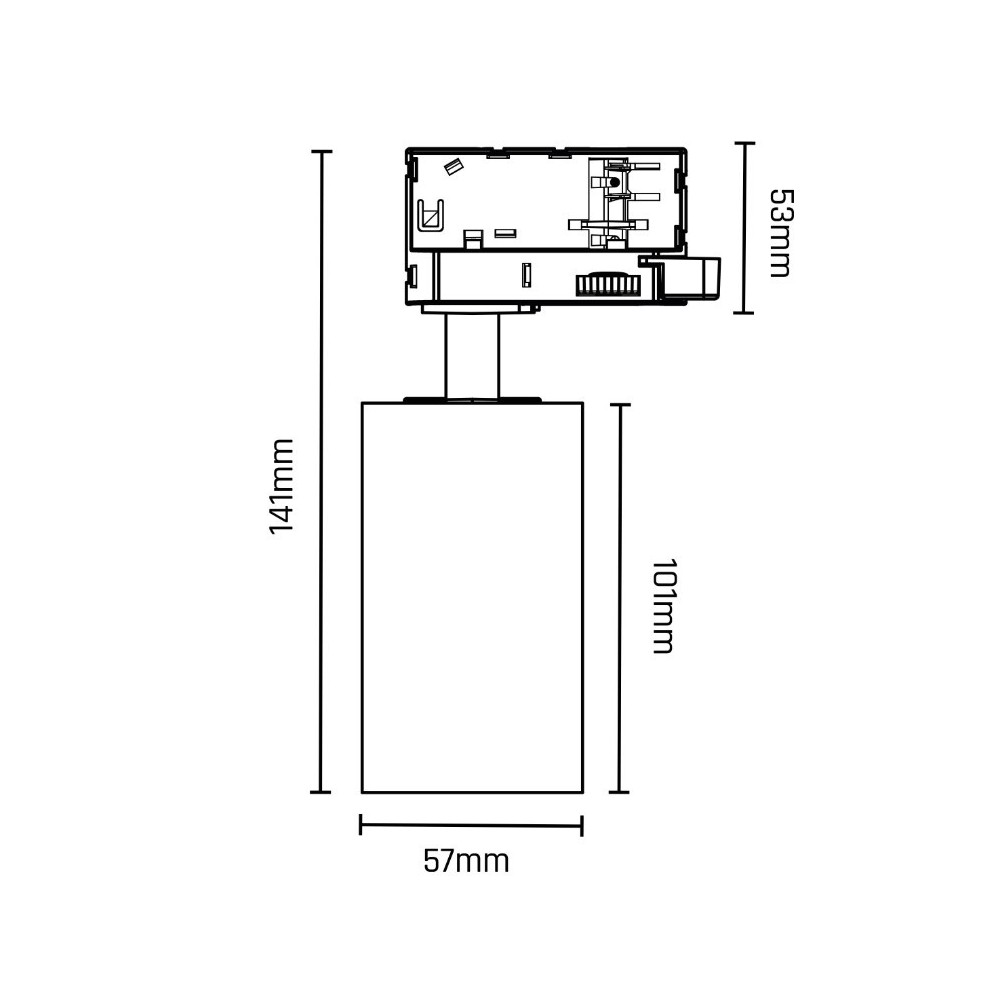Sort GU10 skinnespot med 6W Dimtowarm pære til 3-faset skinne, inklusiv justerbar farvetemperatur.