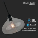 Moderne glas pendellampe i glansfuldt sort design med en diameter på 280 mm og E27 fatning.