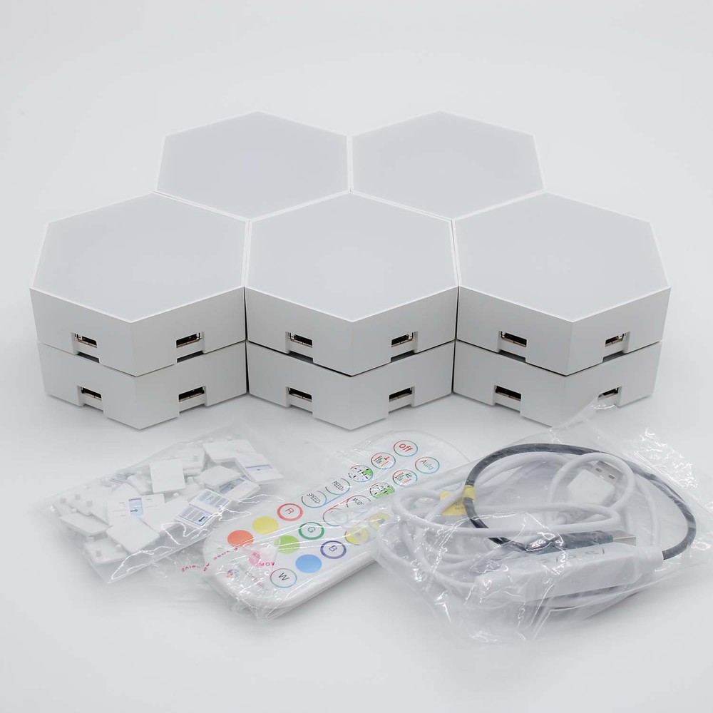 RGBIC Hexagon Væglys 10 stk. sæt med 10W effekt og 5V input - Luksuriøs belysning til ethvert rum.
