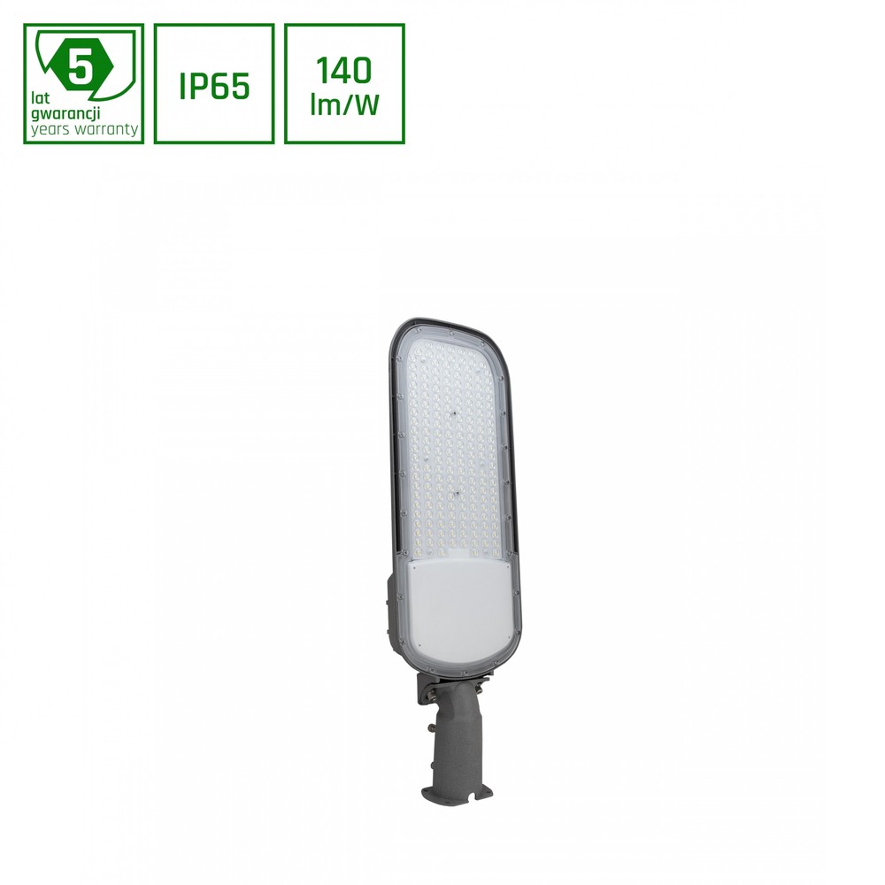 Gadelampe STREETOS 2 150W - Neutral Hvid, 230V, 145/75°, IP65, IK09, 675x218x75mm, Grå, Skumringssensor