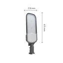 Gadelampe STREETOS 2 150W - Neutral Hvid, 230V, 145/75°, IP65, IK09, 675x218x75mm, Grå, Skumringssensor