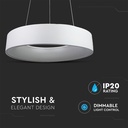 V-Tac 20W LED lysekrone - Hvid, dæmpbar, varm hvid, inkl. lyskilde, 1725lm, RA80, 3 års garanti