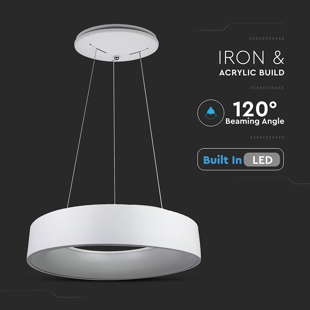 V-Tac 20W LED lysekrone - Hvid, dæmpbar, varm hvid, inkl. lyskilde, 1725lm, RA80, 3 års garanti