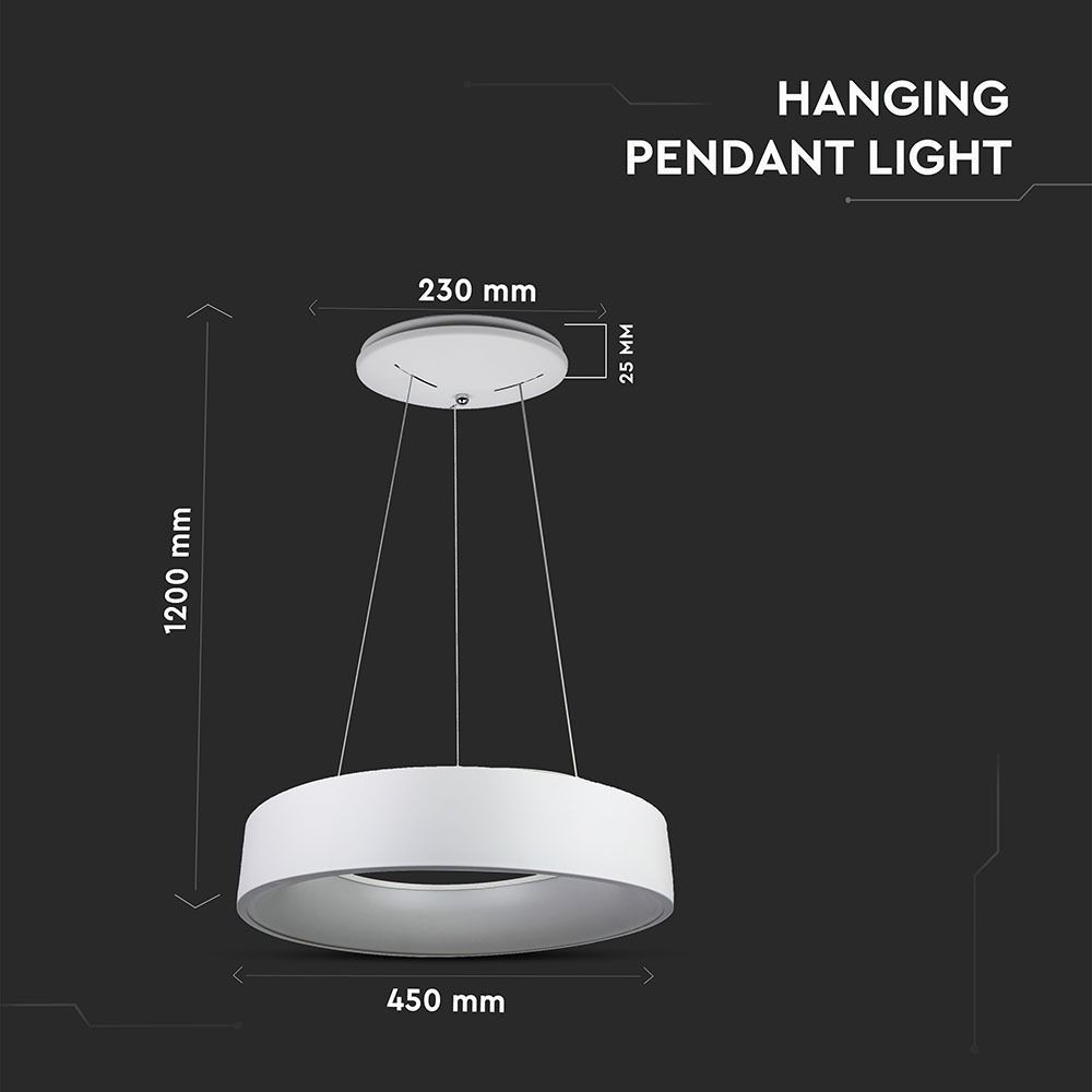 V-Tac 20W LED lysekrone - Hvid, dæmpbar, varm hvid, inkl. lyskilde, 1725lm, RA80, 3 års garanti