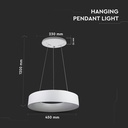 V-Tac 20W LED lysekrone - Hvid, dæmpbar, varm hvid, inkl. lyskilde, 1725lm, RA80, 3 års garanti