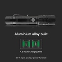 V-Tac 10W LED lygte - 1000 lumens, genopladelig, IP54 - Sort