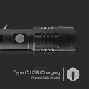 V-Tac 10W LED lygte - 1000 lumens, genopladelig, IP54 - Sort