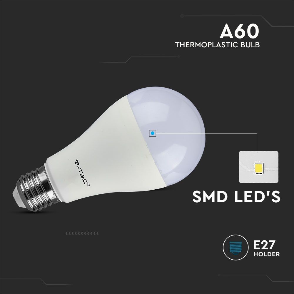 8.5W LED Pære E27 - 3000K, Plastik, 3 stk/pakke, 806lm, RA80