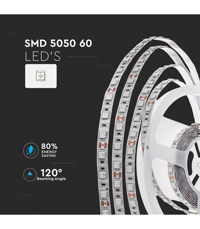 V-Tac 10,8W/m RGB+WW LED strip - 5m, 60 LED pr. meter