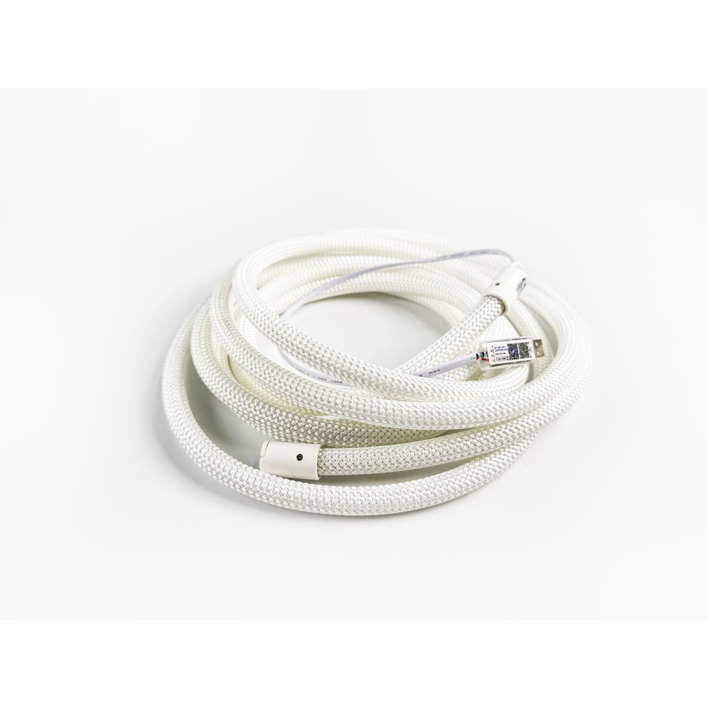 3m RGBIC Neon flex slange med Bluetooth App og fjernbetjening - Vævet reb, USB-opladning - Komplet sæt til lysdekorationer.