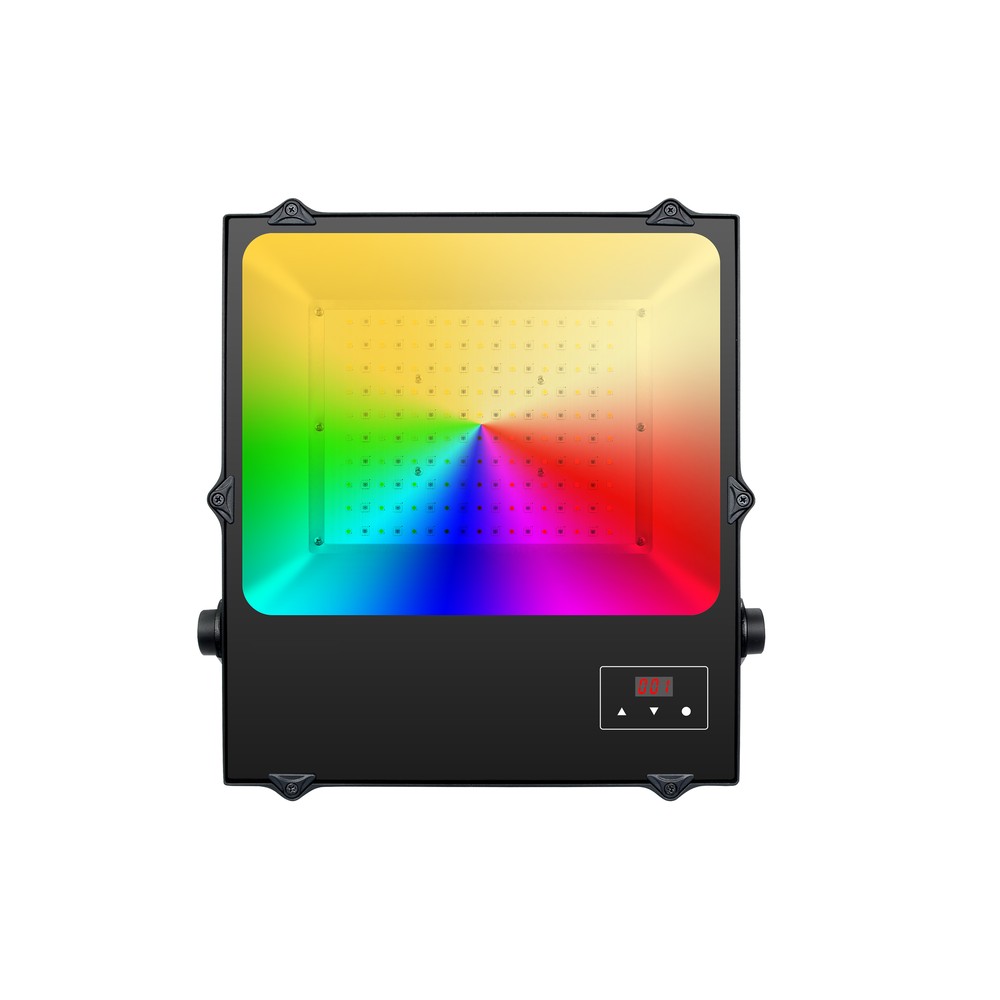 RGBW DMX projektør - 100W, DMX512, IP65, 6100lm, RA80, 230V, Vandtæt LED projektør med farveskift og DMX-styring