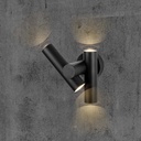 2-vejs spot væglampe med LED-modul, 600lm, 4000K, sort, IP44, 6W, 620lm