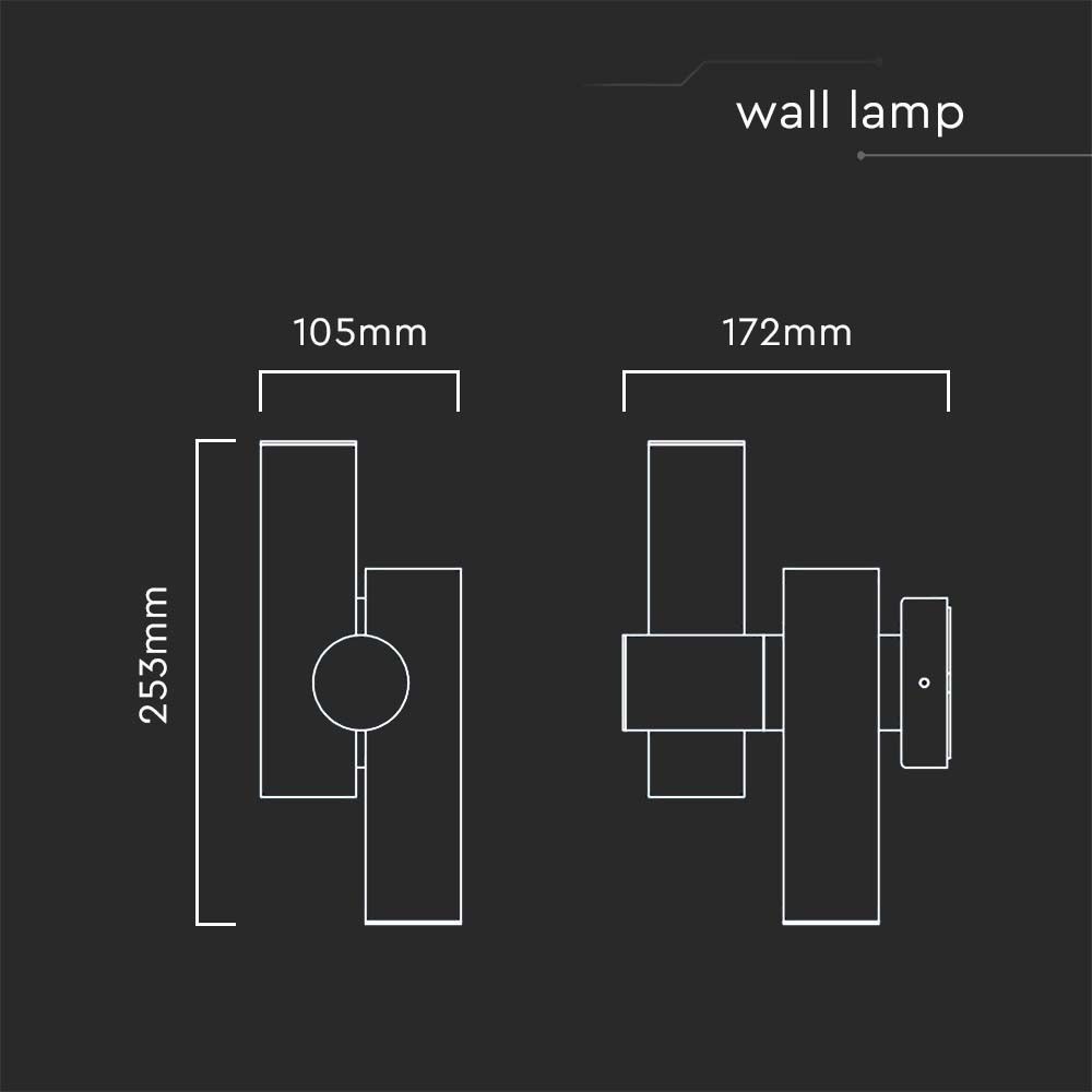 2-vejs spot væglampe med LED-modul, 600lm, 4000K, sort, IP44, 6W, 620lm