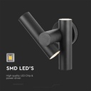 2-vejs spot væglampe med LED-modul, 600lm, 4000K, sort, IP44, 6W, 620lm