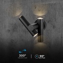 2-vejs spot væglampe med LED-modul, 600lm, 4000K, sort, IP44, 6W, 620lm
