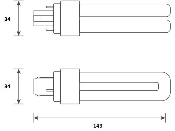 LED PL kompaktrør - 6W (18W), GX24d, EM+AC (830)