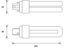 LED PL kompaktrør - 6W (18W), GX24d, EM+AC (830)