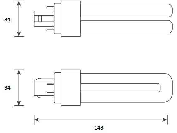 LED PL kompaktrør - 6W (18W), GX24q, AC (830)