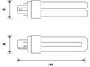 LED PL kompaktrør - 6W (18W), GX24q, AC (830)