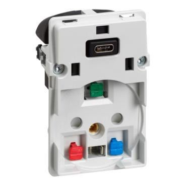 FUGA® stikkontakt - DK jord + USB-C ladestik, Hvid