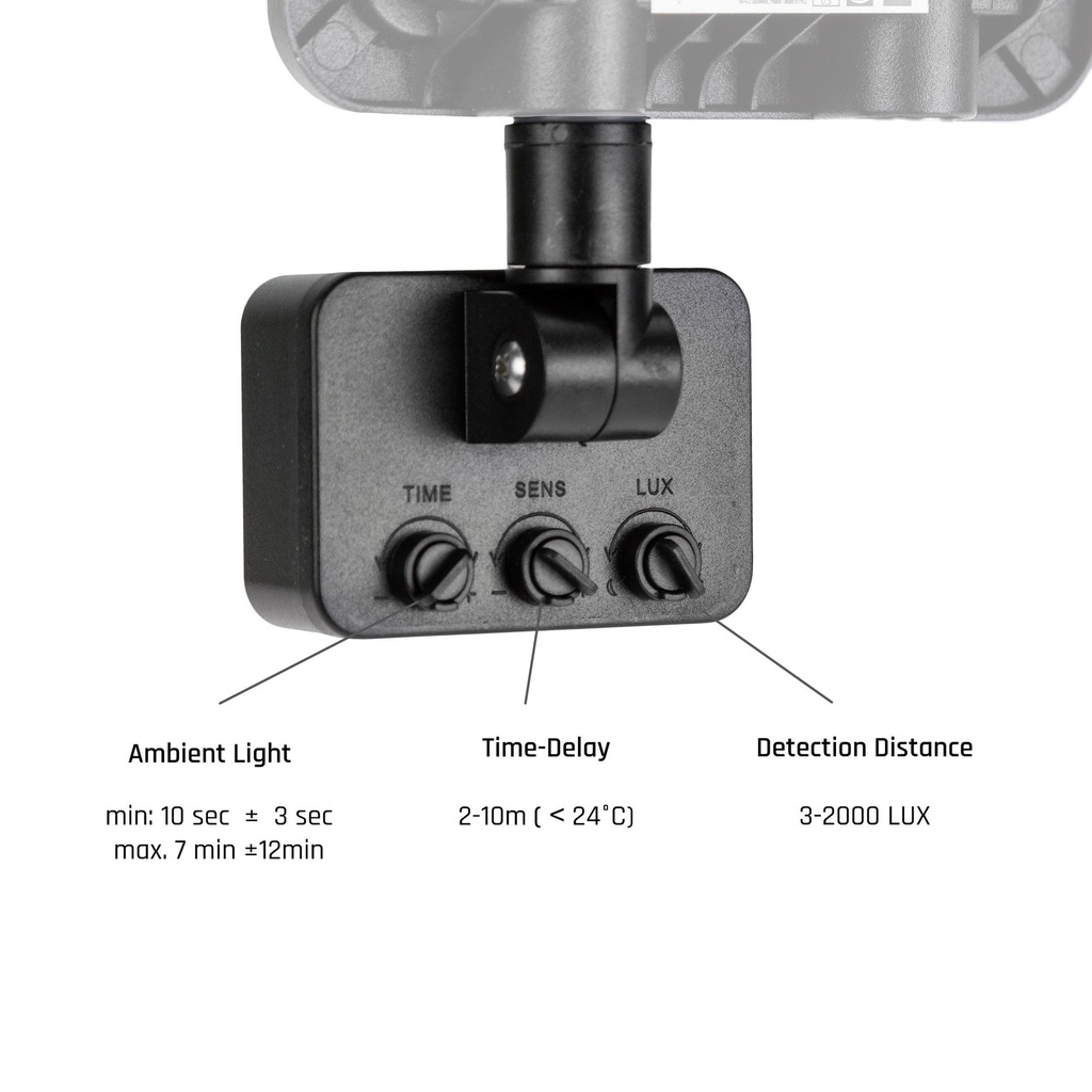 10W LED projektør m. sensor 6000K  830 Lumen