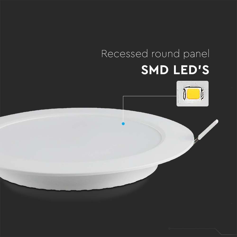 V-Tac 24W LED indbygningspanel - Ø28 cm hul, Ø29,6 cm mål, 230V input, 2640lm, RA80