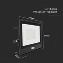 PIR sensor projektør 50W med Samsung chip og 1m kabel - 6500K, sort hus