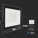 PIR sensor projektør 50W med Samsung chip og 1m kabel - 6500K, sort hus