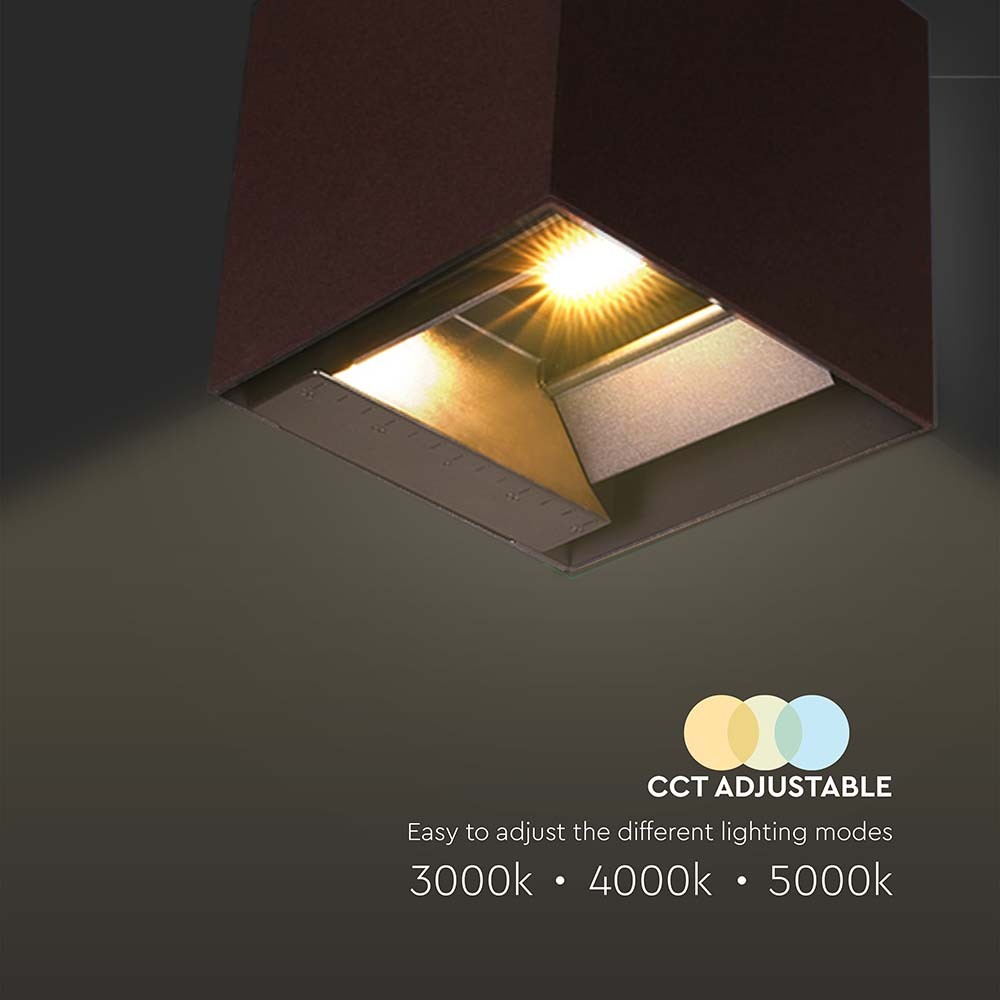 LED væglampe 9W med solcelle, PIR-sensor, corten hus - 3-i-1 funktion, IP65, 800lm
