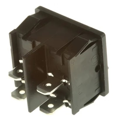 Vippekontakt - 2P OFF-ON, 250V/12A, Sort (19,1x21,9mm)