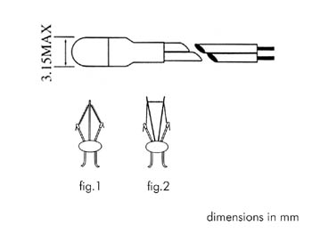 Miniaturepære - 12V / 60mA, m. 140mm ledning (Ø3mm)