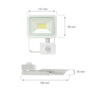 20W LED projektør m. sensor 4000K 1750 Lumen