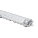 Dobbeltarmatur med Limea T8 LED-rør - 24W, 150cm, IP65 vandtæt, inkluderet. 48W, 161cm, traditionelt lysstofrør. Input: 230V. 5000lm. RA80. IP65.
