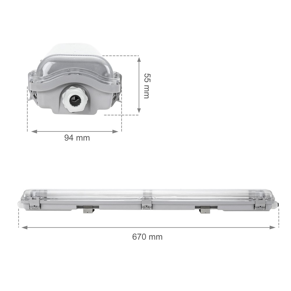 Limea T8 LED dobbeltarmatur m. IP65 vandtæt 9W LED rør