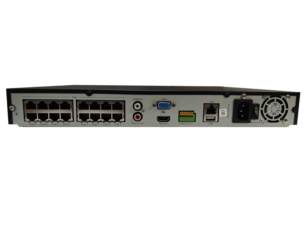 HD NVR netværksvideooptager - 16xIP kam., 16xPoE, 4K 8MP